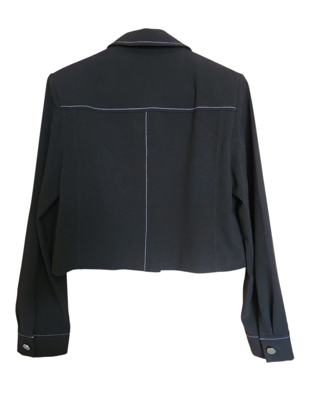 TRUTH BY REPUBLIC CROPPED CONTRAST STITCH BLACK WHITE JACKET BLAZER MEDIUM - Picture 2 of 6